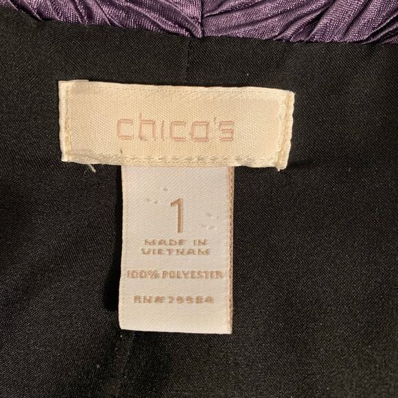 Chico's Size 1 US M Open Front Dress Blazer Jacket Purple Pattern Lined Formal - Picture 8 of 8